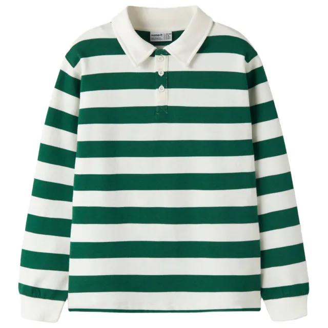 NAME IT KIDS gestreepte sweater - groen Groen/ecru
