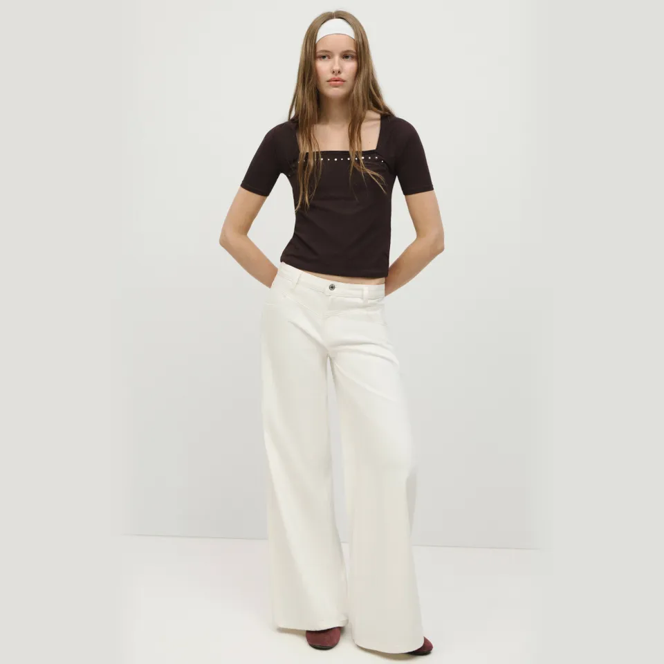 Mango TEEN T-shirt met studs bruin