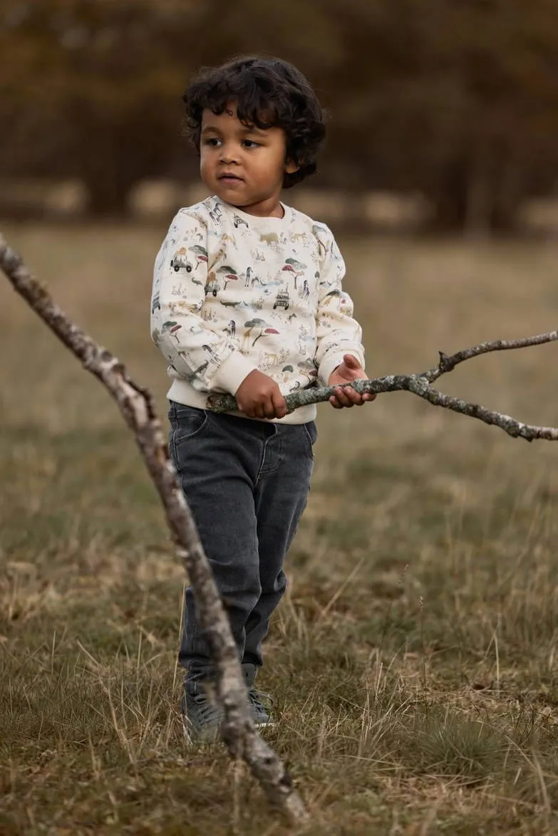 Little Dutch sweater met print - beige/groen