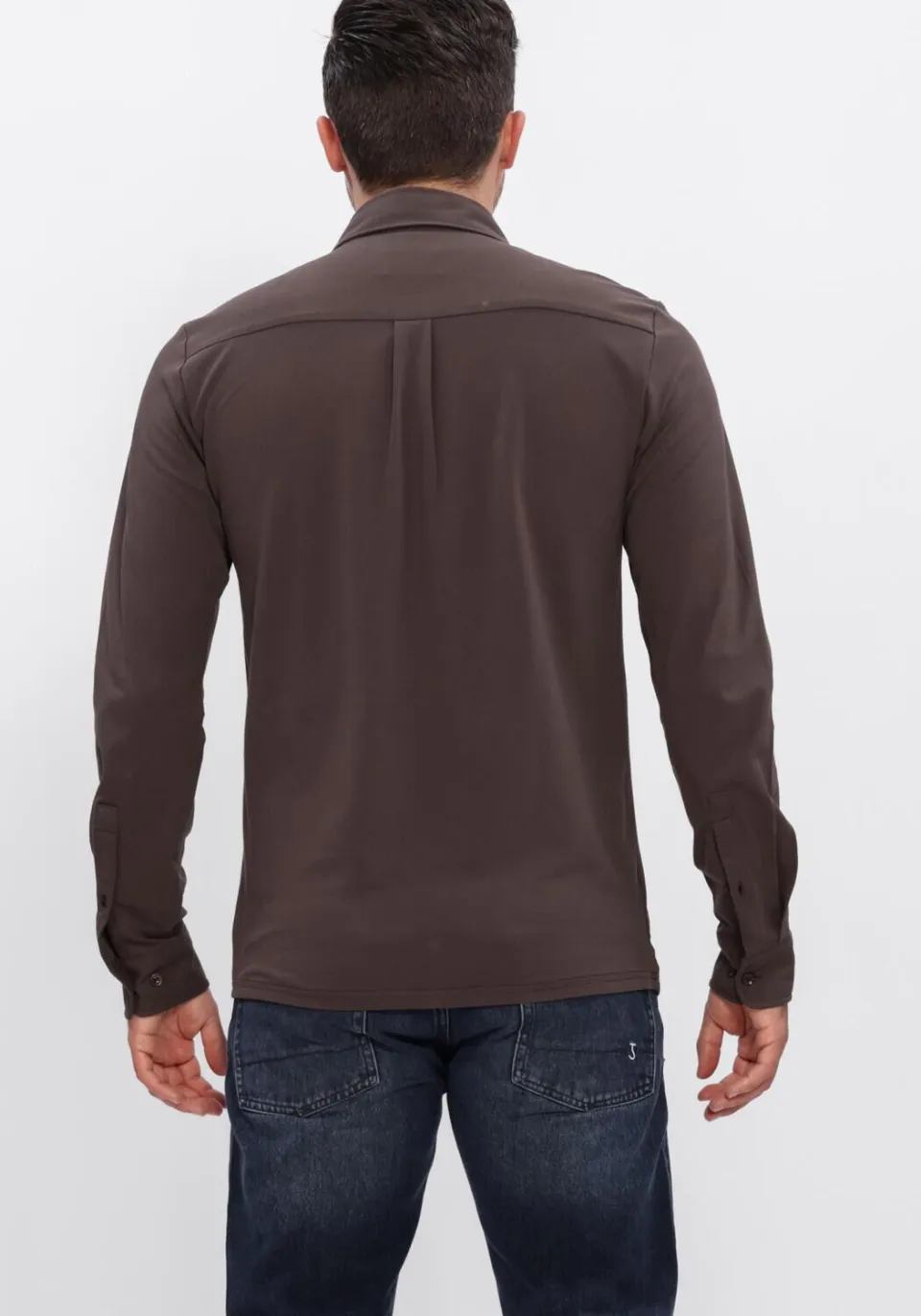 Dstrezzed slim fit piqué overhemd - donkerbruin, foto 5