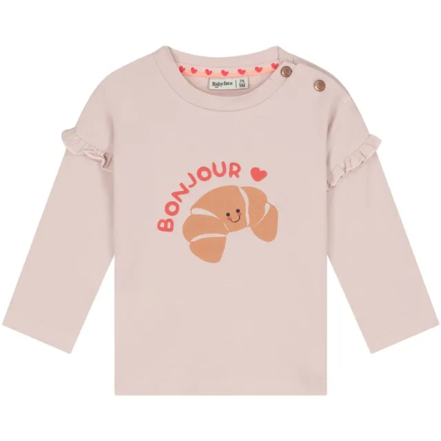 Babyface longsleeve met ruches en print lichtroze