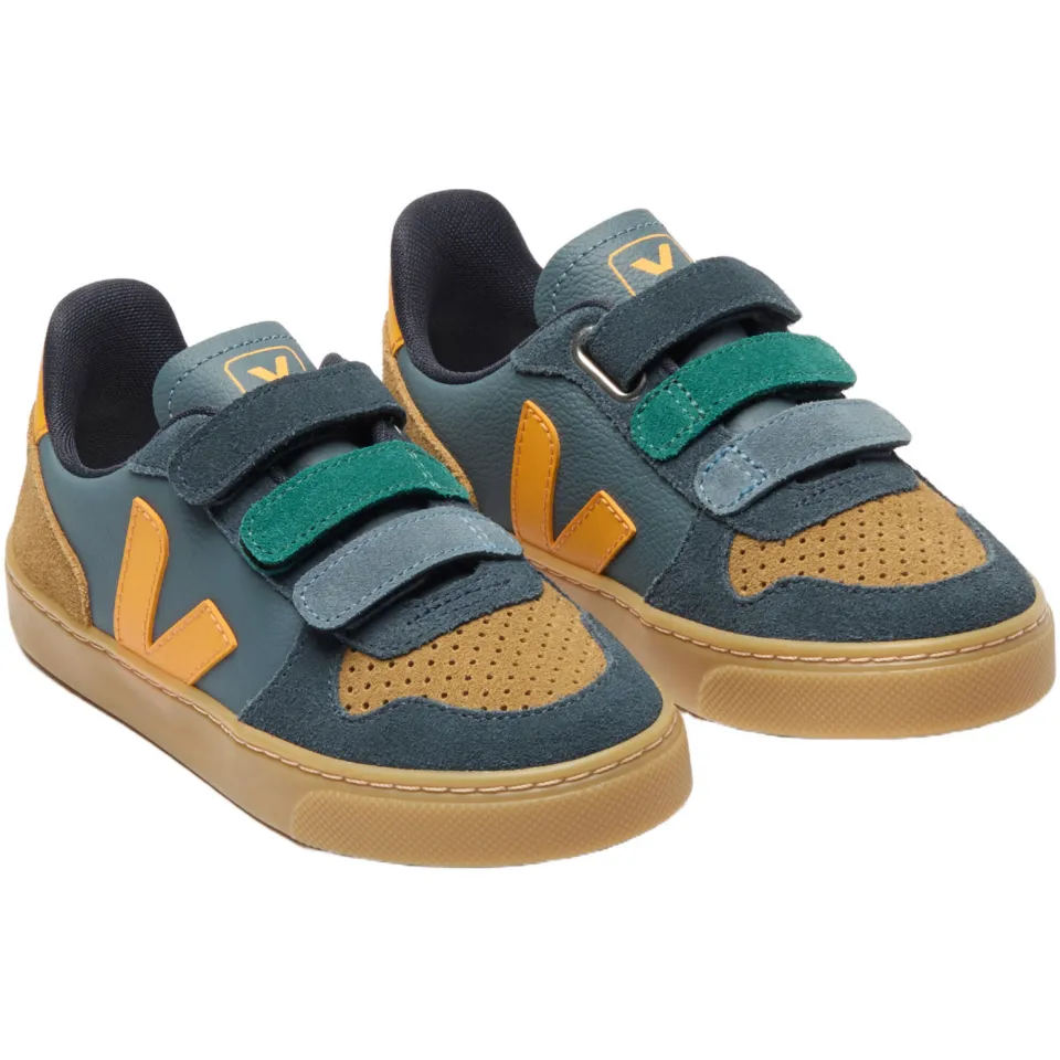 Veja Small V-10 leren sneakers - blauw/geel, foto 3