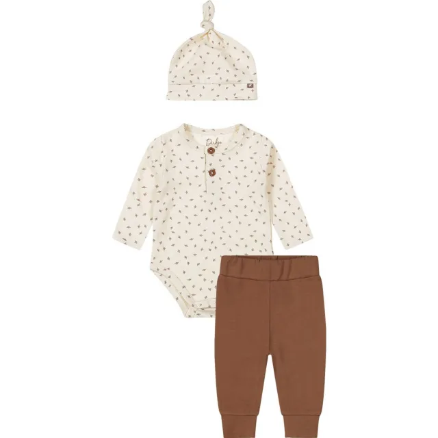 Dirkje romper + broek + muts bruin/offwhite, foto 2
