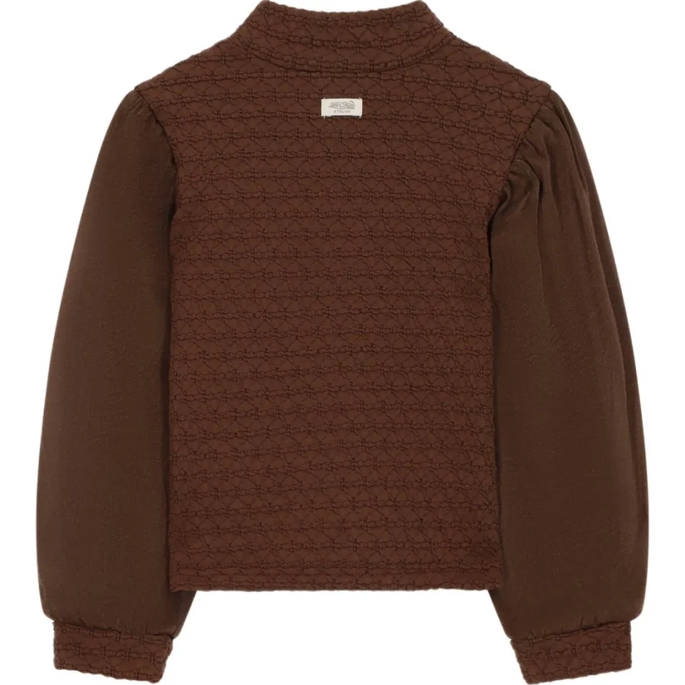 Le Chic semi-transparante blousetop donkerbruin, foto 3