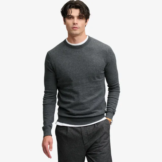 Superdry regular fit gebreide trui met wol - iron grey marl