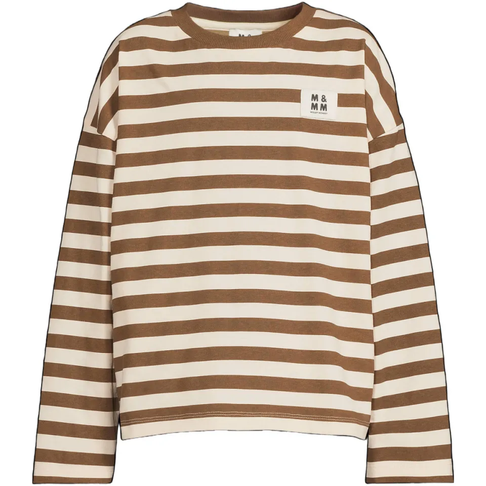 Me & My Monkey oversized gestreepte longsleeve donkerbruin donkerbruin/ecru, foto 2