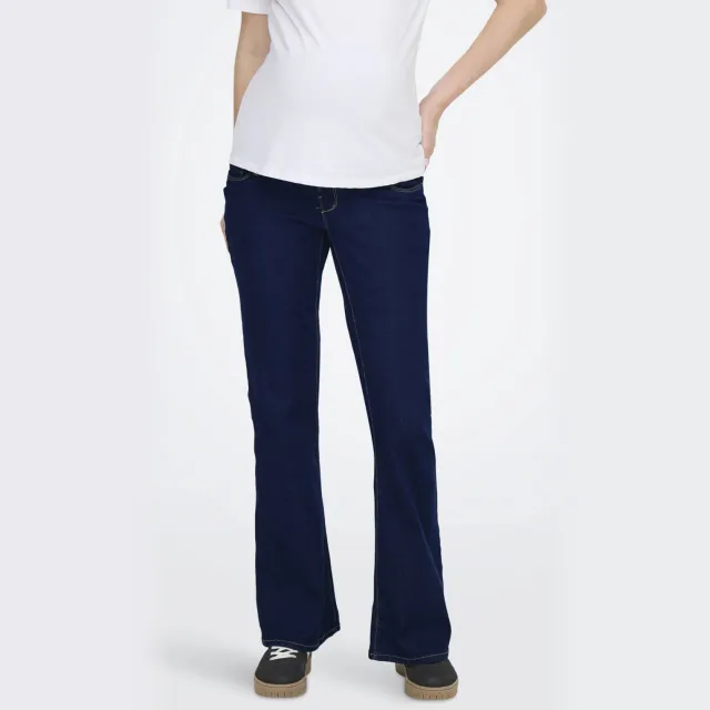 Only MATERNITY high waist zwangerschaps flared jeans dark blue denim