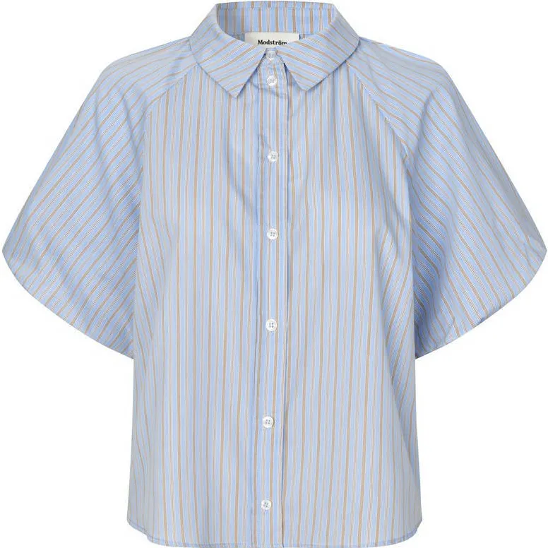 Modström blouse met krijtstreep lichtblauw, foto 2