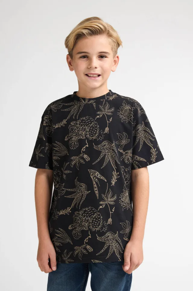 Petrol Industries T-shirt zwart all-over print