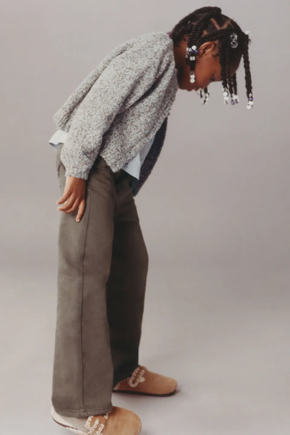 Mango Kids wide leg jeans - donkerbruin, foto 4