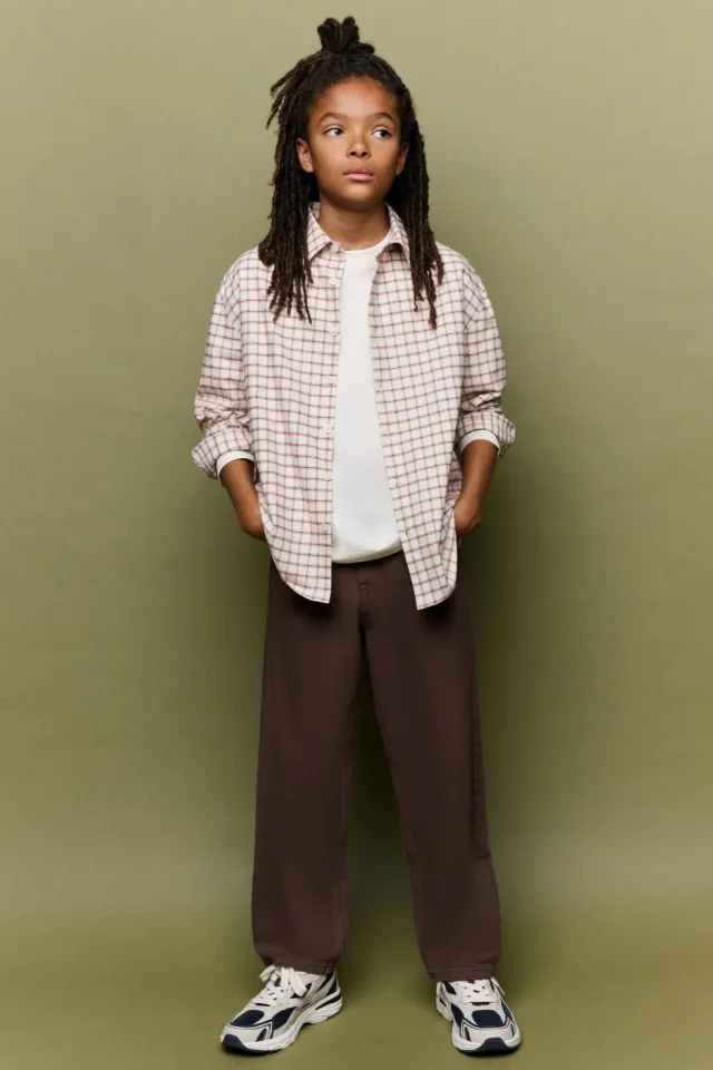 Mango Kids geruit overhemd - zand/rood