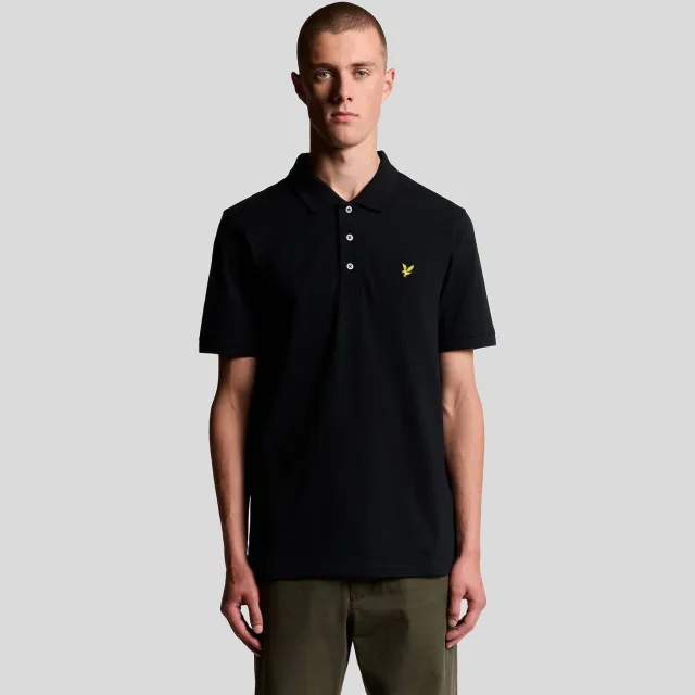 Lyle & Scott regular polo zwart Jet Black