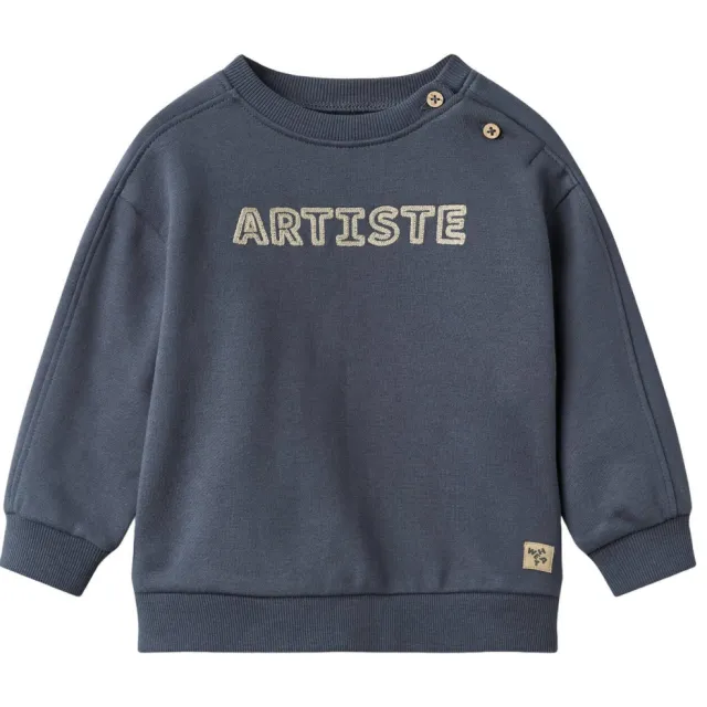 Wheat rechtvallende sweater met borduursels - blauw, foto 2