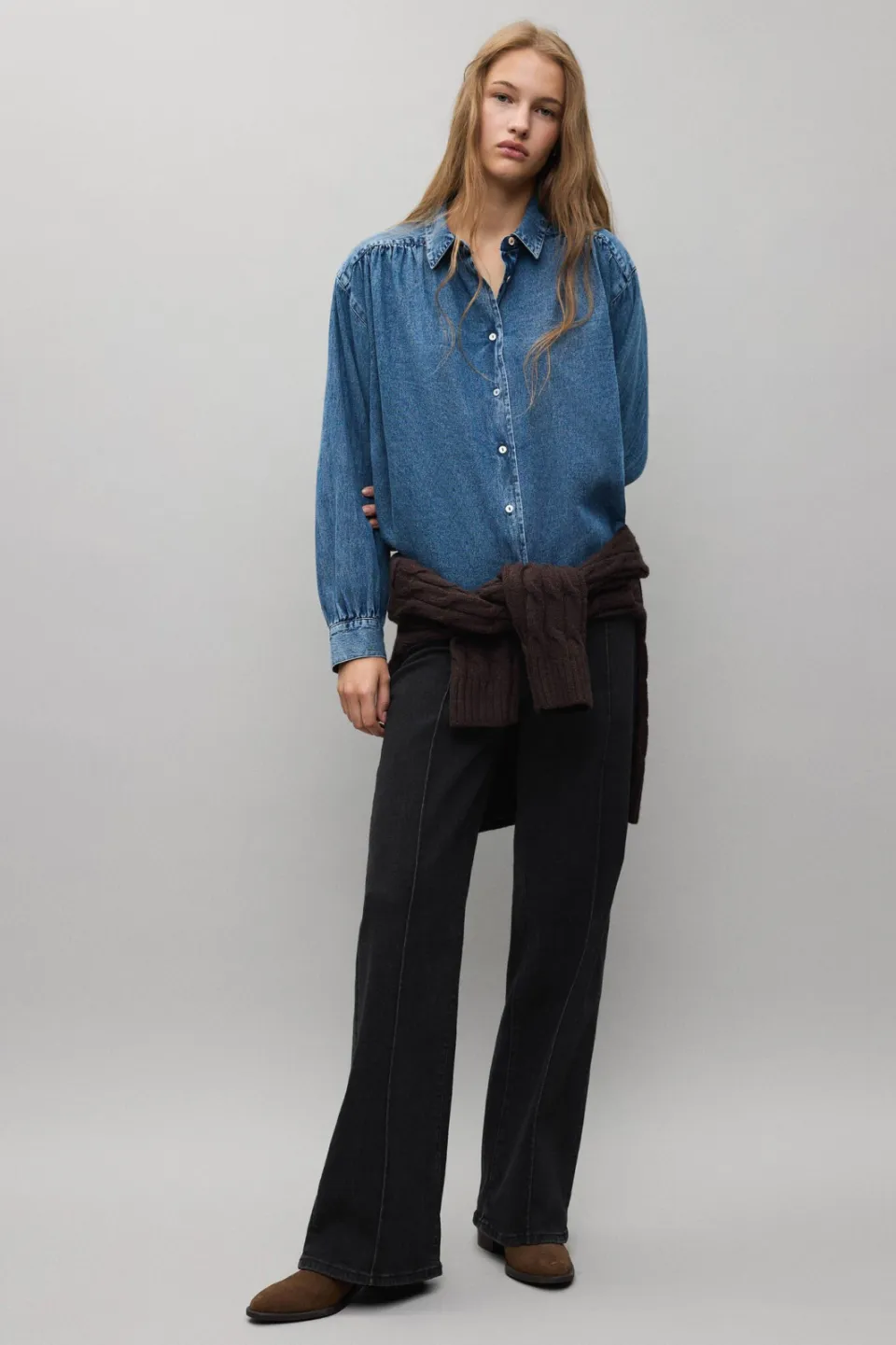 Mango TEEN wide leg jeans - changeant grijs
