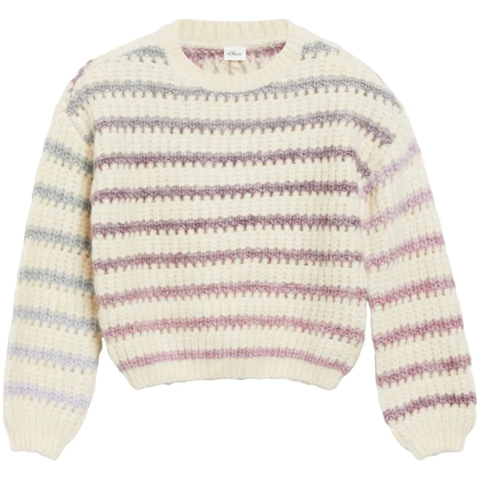 s.Oliver gebreide gestreepte trui - beige/paars/blauw, foto 2