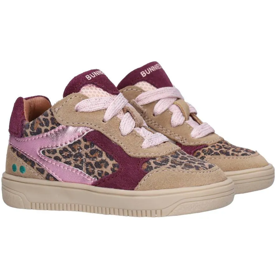 BunniesJR leren sneakers met panterprint - taupe/donkerrood/roze, foto 7