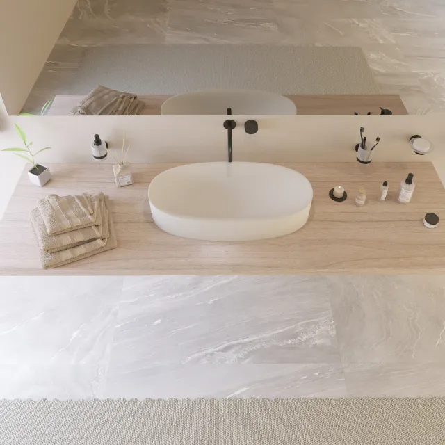 Ideavit Wastafel Ideavit Colidcliff-70 Opbouw 70x35x12.5 cm Solid Surface Mat Wit Mat Zwart