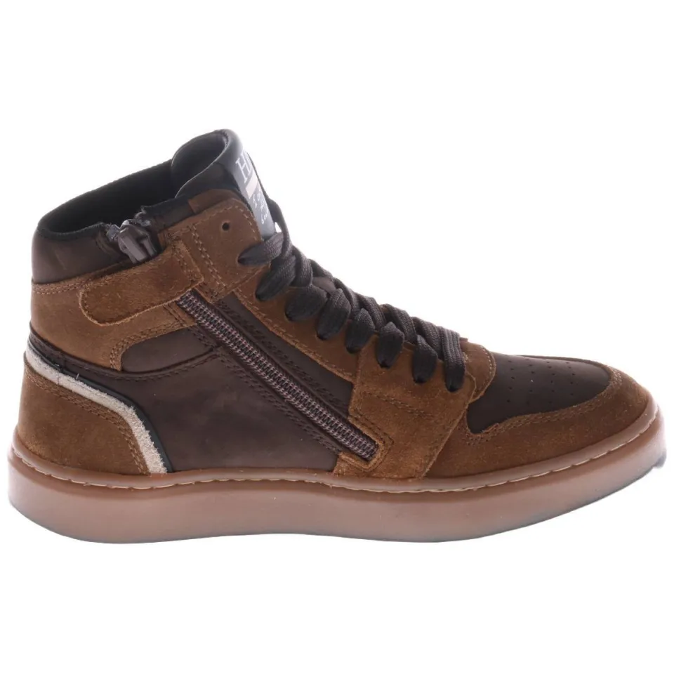 Hip leren sneakers - bruin