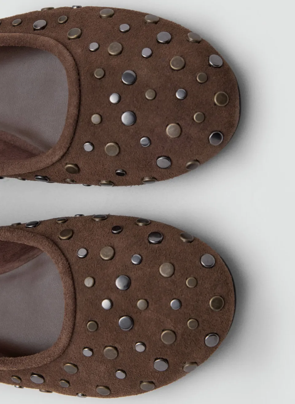 Mango TEEN suède ballerina's met studs - bruin, foto 6
