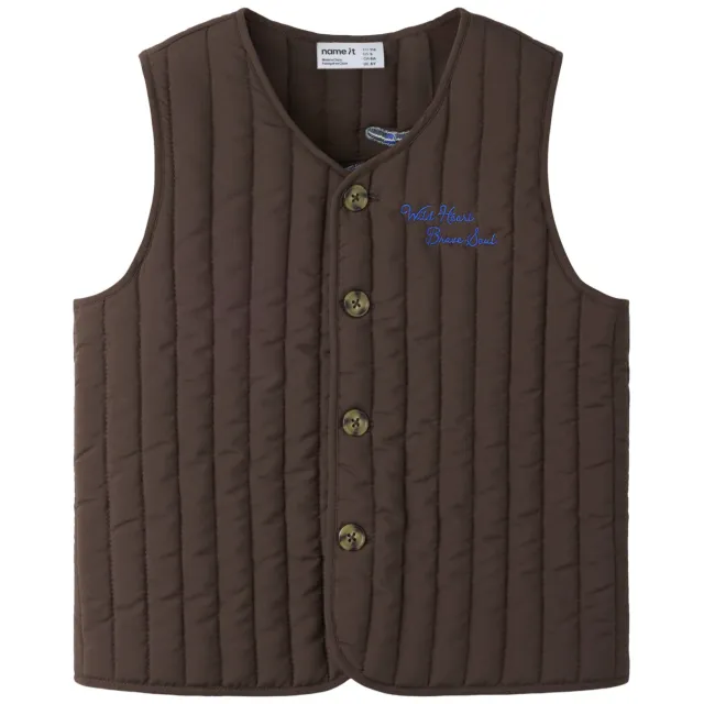 NAME IT MINI quilted gilet met borduursels en backprint - donkerbruin, foto 2