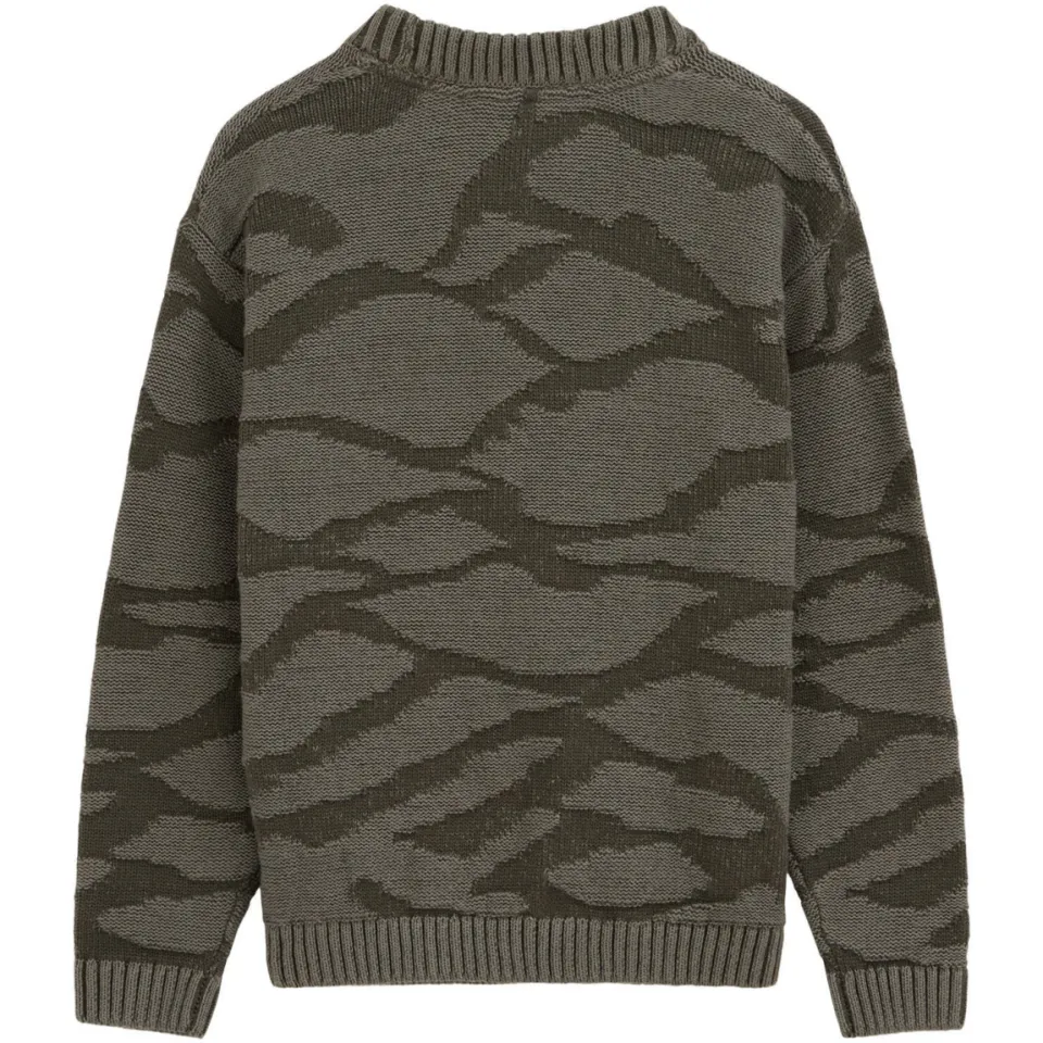 WE Fashion gebreide camouflage trui - donkergroen/groen, foto 3
