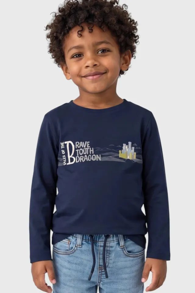 s.Oliver longsleeve met print donkerblauw, foto 3