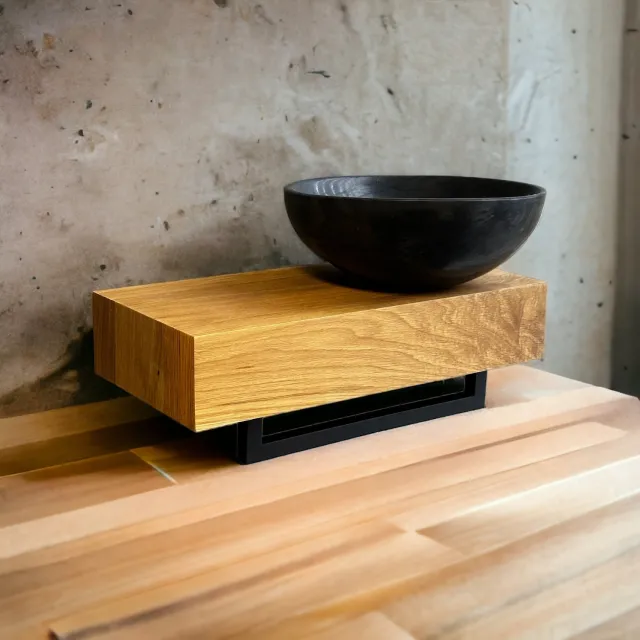 Casajoy Fonteinplank Casajoy Bold 50x25x10 cm Eiken Met Waskom 32 cm Graniet Bruin