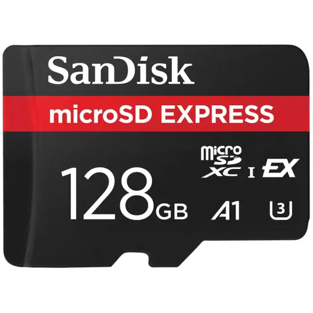Sandisk MicroSDXC Express 128GB 880mb/s r - 480mb/s w - 100mb/s sustained write - U Micro SD-kaart Zwart