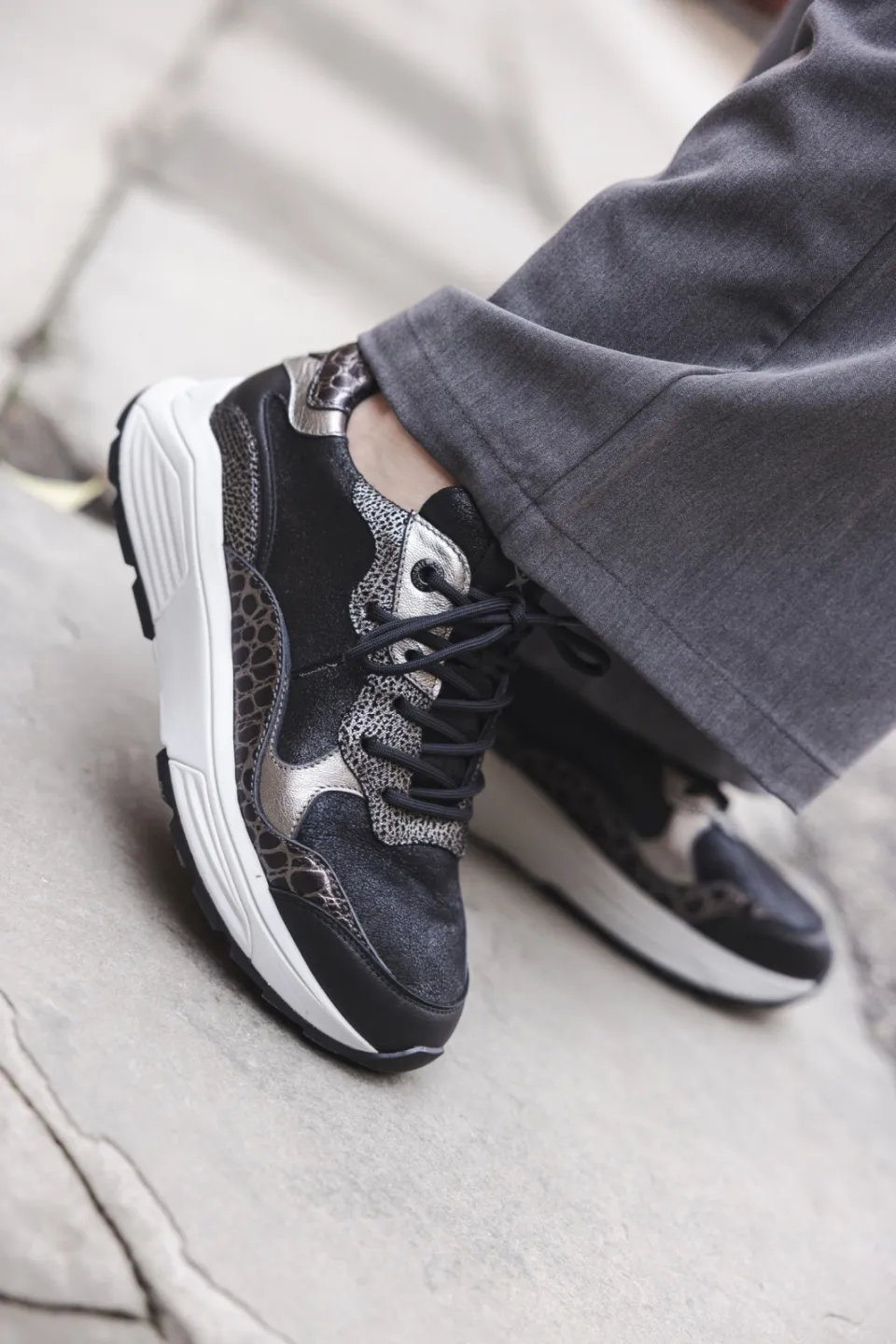Xsensible Rainbow Stretchwalker GX Sneakers Dames Zwart, foto 6