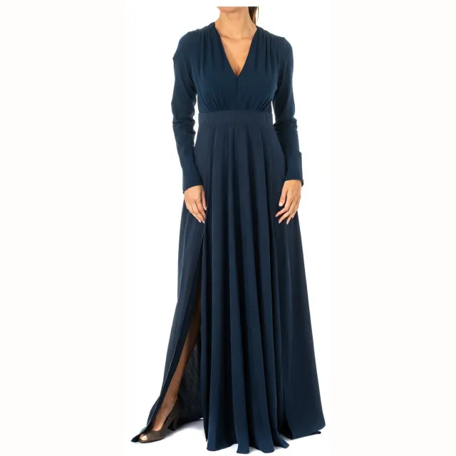 La Martina KWD005 lange jurk blauw