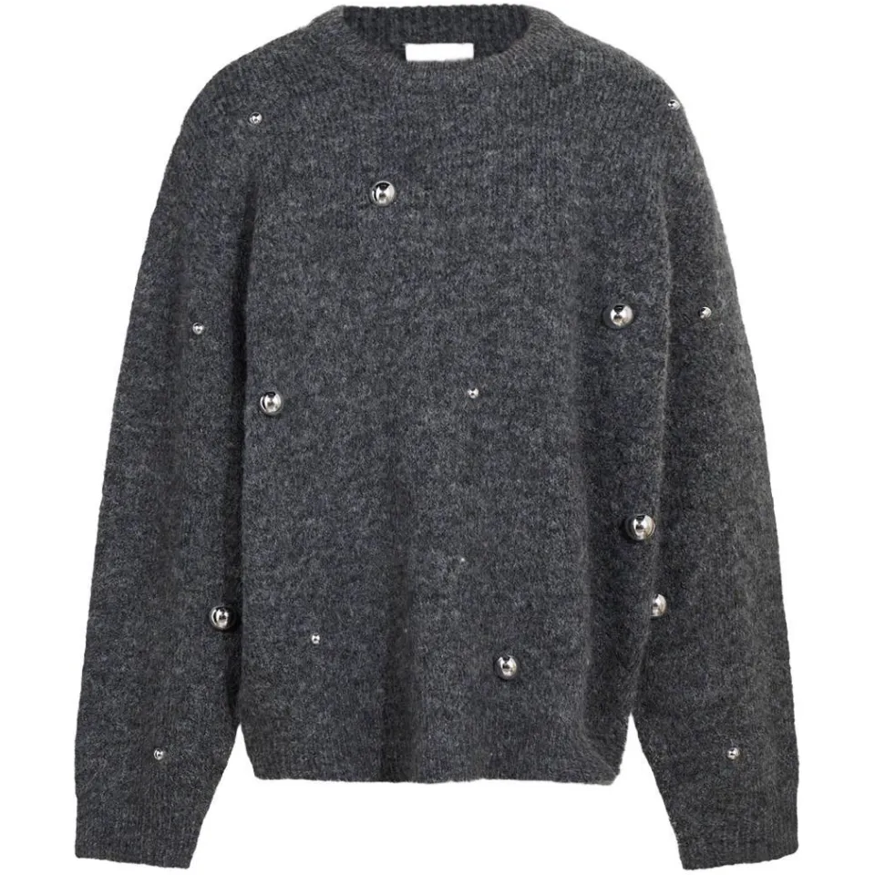 Shoeby gebreide trui met studs en wol - grijs, foto 2