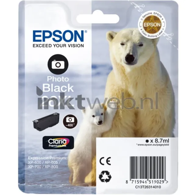 Epson 26XL foto zwart (Origineel Hoge Capaciteit)
