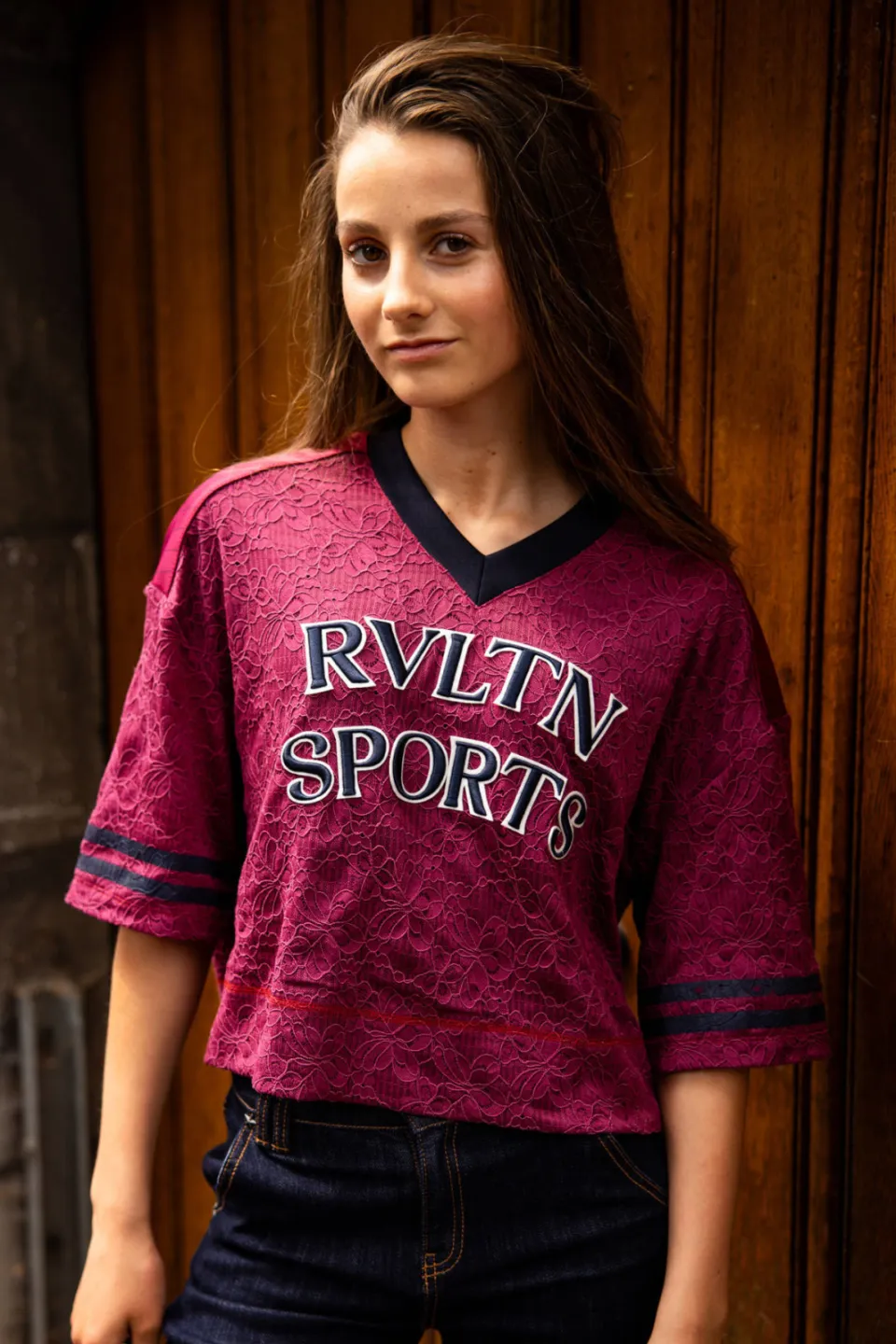 LOOXS 10sixteen kanten T-shirt met tekst donkerrood, foto 5