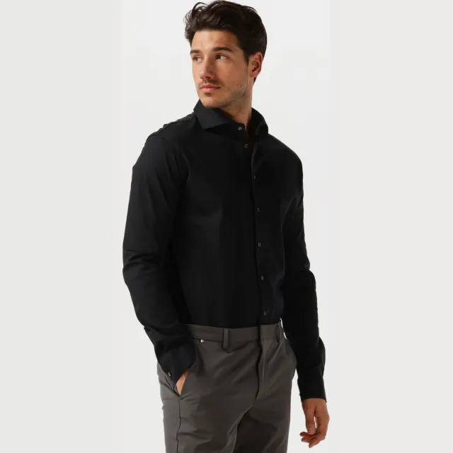 Desoto Luxury Slim Fit Jersey overhemd zwart