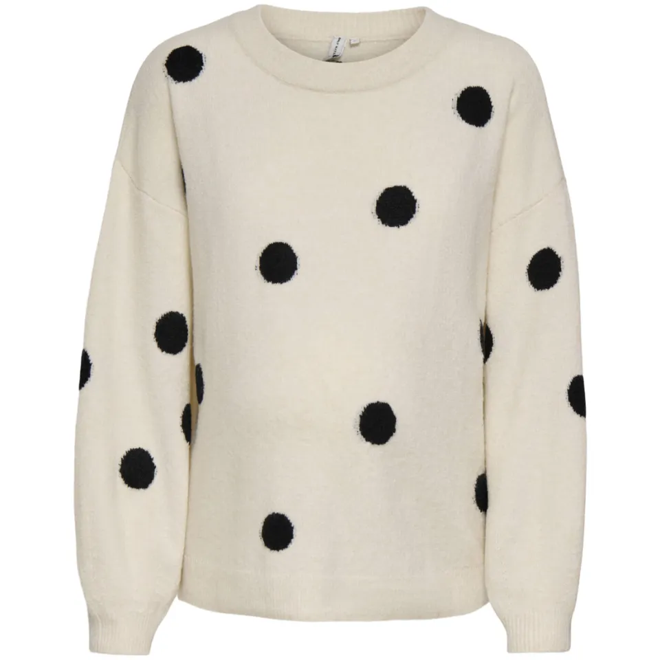 Only MATERNITY regular fit gebreide zwangerschapstrui met stippen - ecru/zwart, foto 2