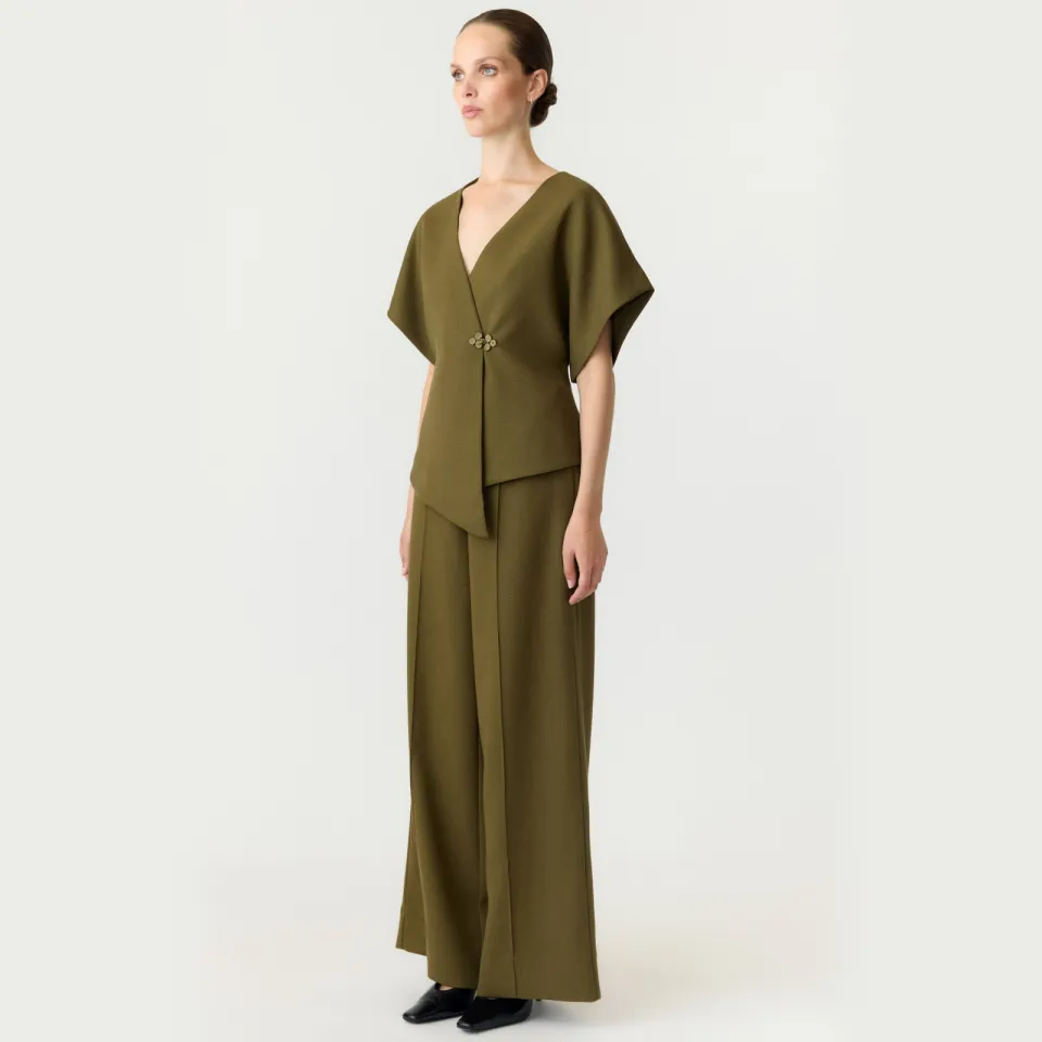 Yas wide leg casual broek - groen