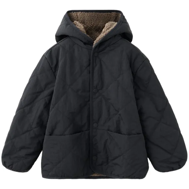 Mango gewatteerde winterjas zwart met capuchon