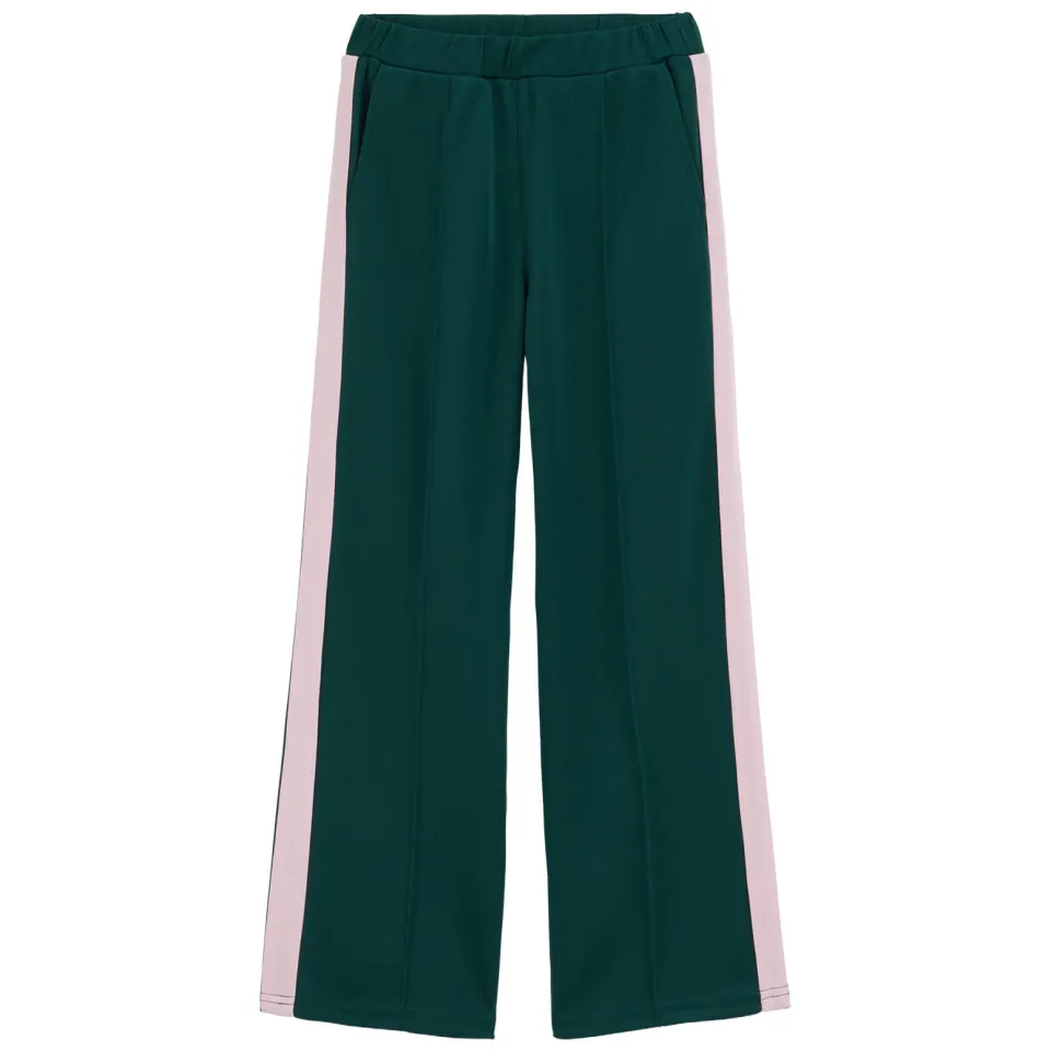 WE Fashion loose fit joggingbroek donkergroen lichtroze, foto 2