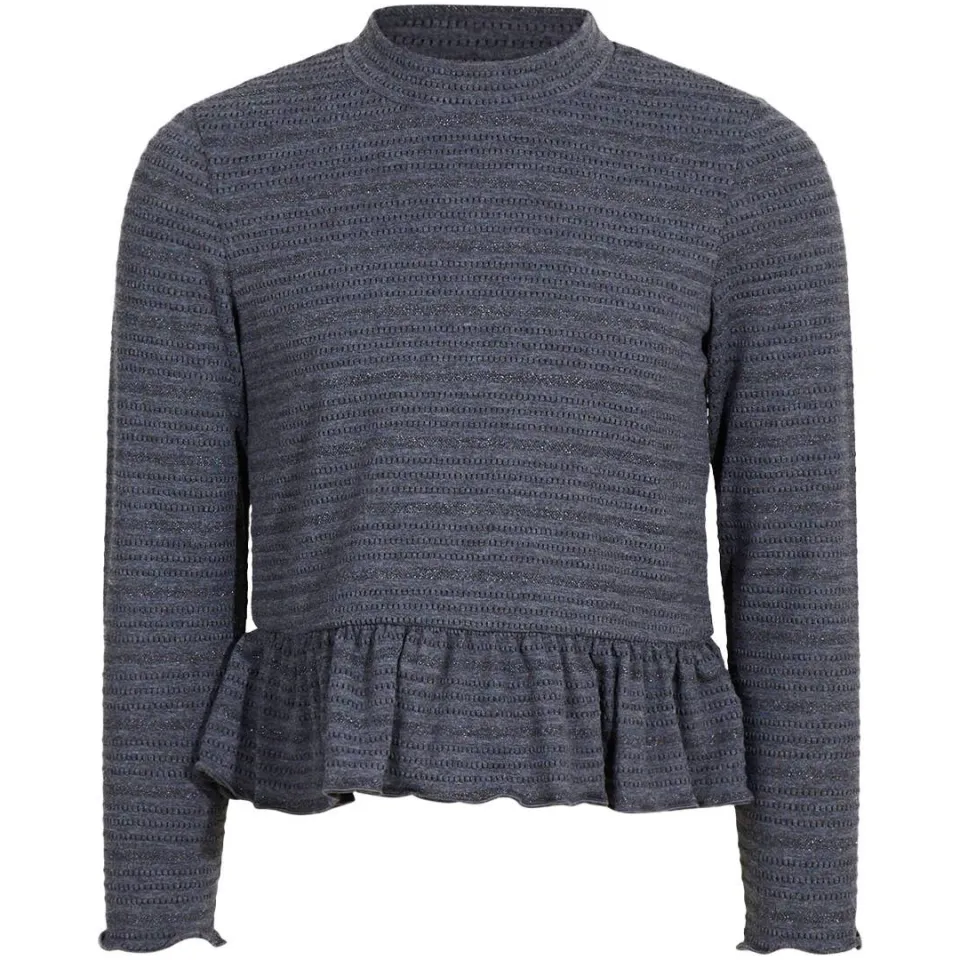 Shoeby gestreepte top met peplum grijs, foto 3