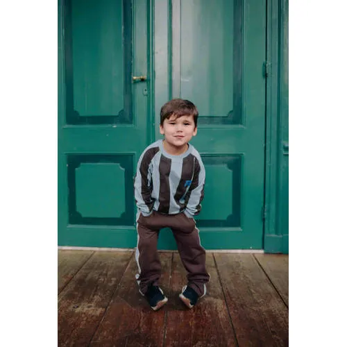 Riffle Amsterdam gestreepte sweater - donkerbruin/lichtblauw, foto 3