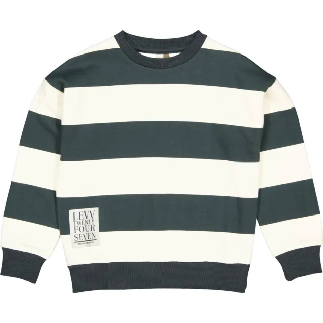 LEVV gestreepte sweater - zwart/ecru