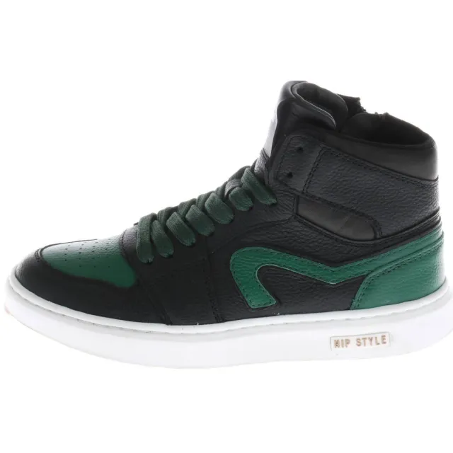 Hip leren sneakers - zwart/groen, foto 2