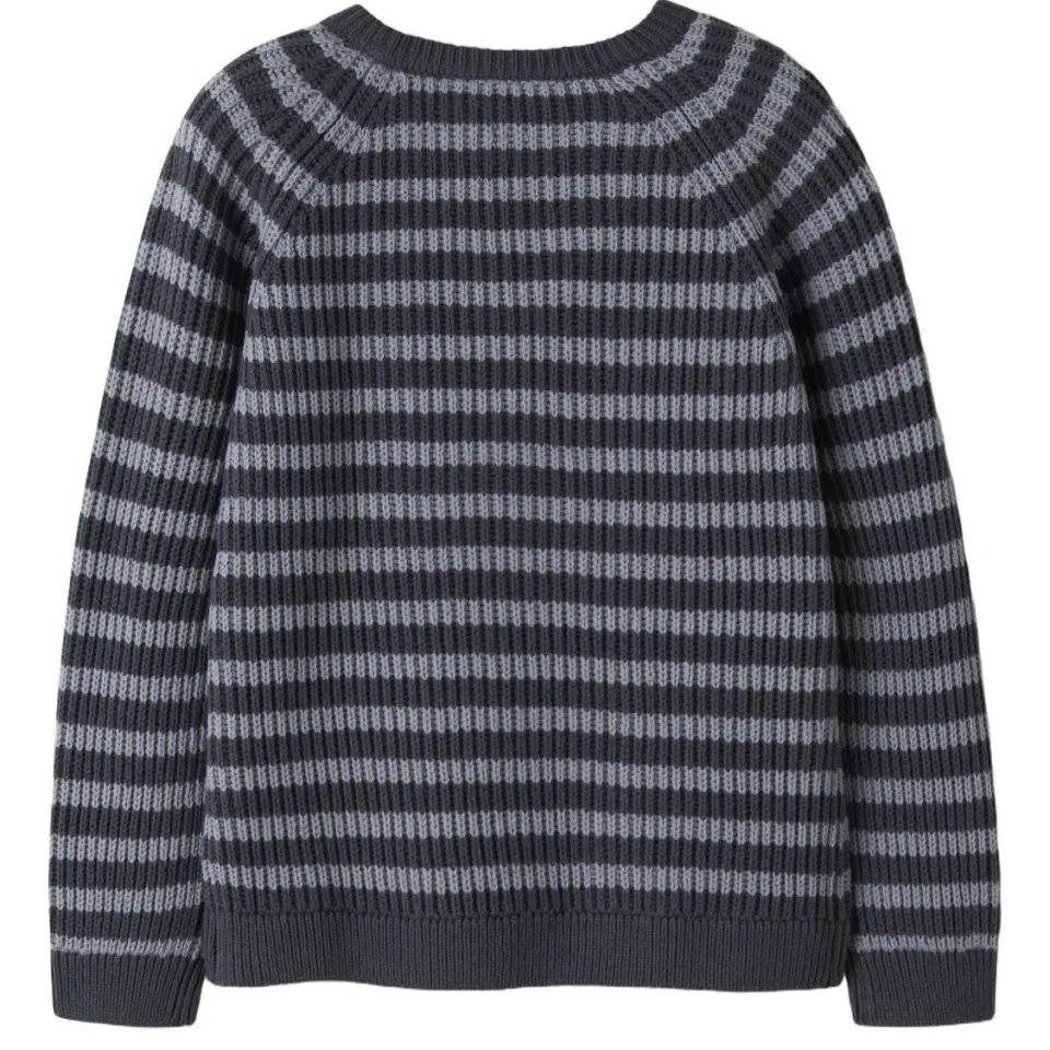 NAME IT MINI gestreepte gebreide trui - donkerblauw/grijs, foto 2