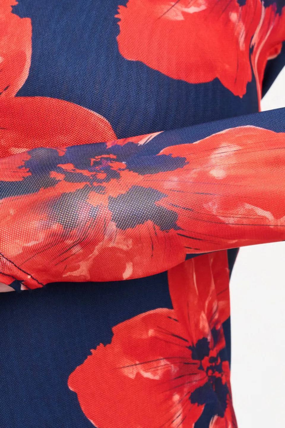 POM Amsterdam Romi Mesh Bloom top donkerblauw donkerblauw/rood, foto 6