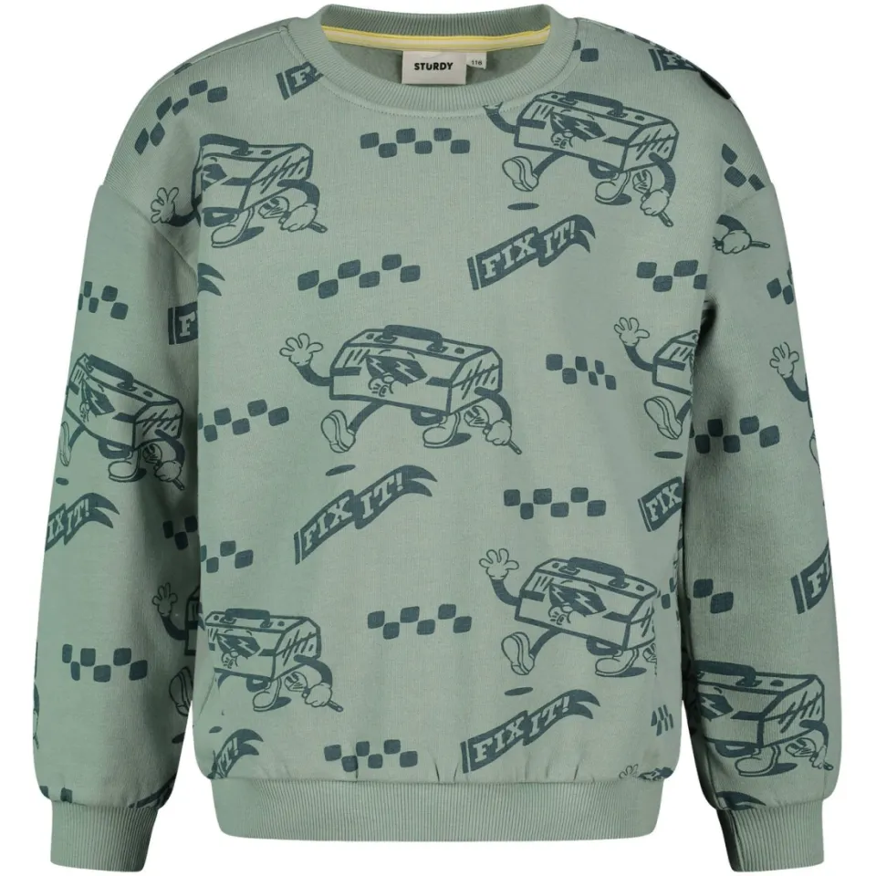 Sturdy oversized sweater met print - groen, foto 2
