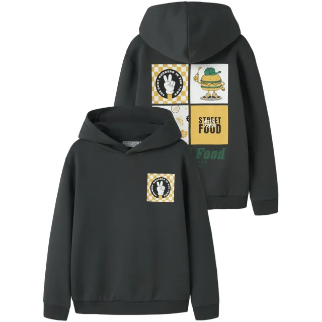 NAME IT KIDS oversized sweater met backprint - antraciet