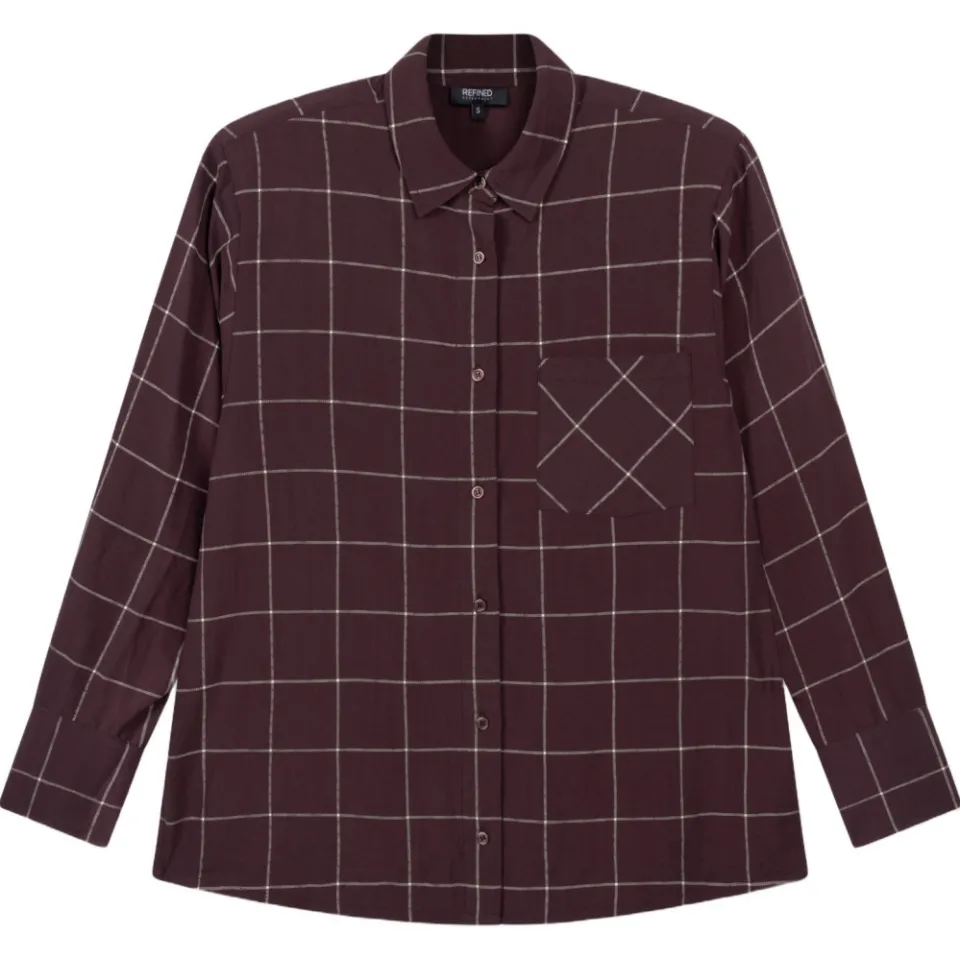 Refined Department Naro geruite blouse bordeaux, foto 2