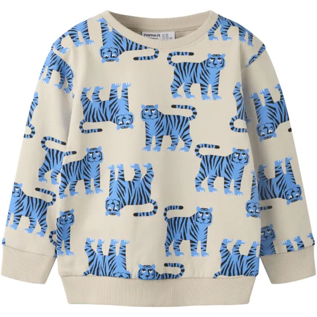 NAME IT MINI sweater met print - beige Beige/blauw