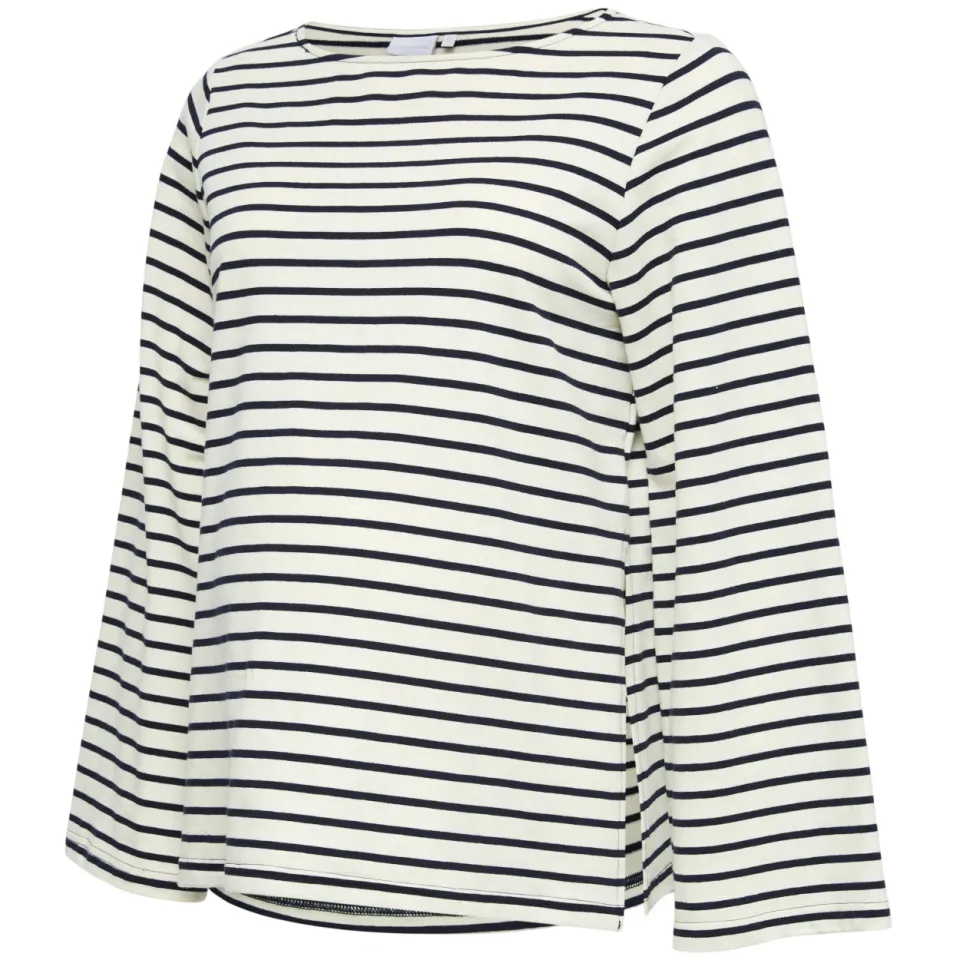 Mamalicious zwangerschaps gestreepte longsleeve donkerblauw ecru/donkerblauw, foto 2