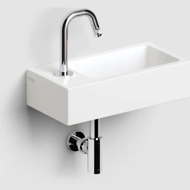 Clou Flush Fontein Met Kraangat Links Met Geïntegreerde Afvoer Mat Wit Keramiek 36 cm